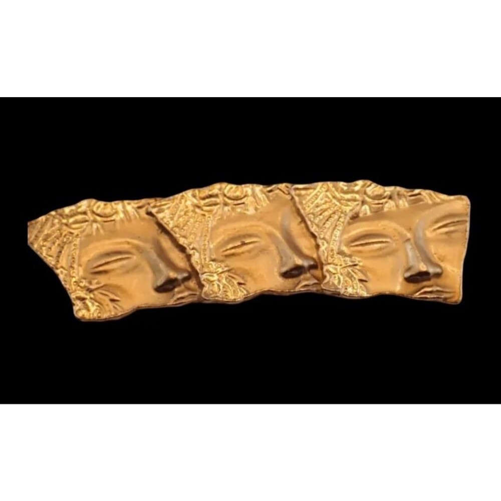 Vintage Golden Face Brooch Asian Female Motif One of a Kind Rare Vintage Pin